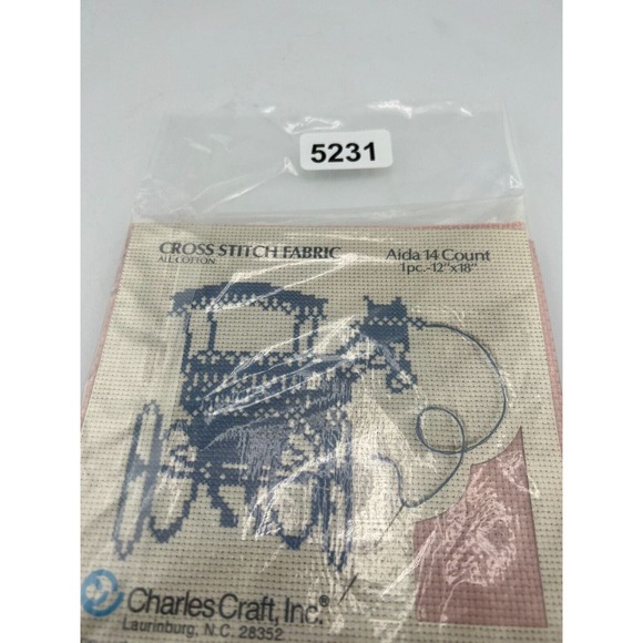 NEW‎ All Cotton Cross Stitch Fabric Aida 14 Count 12” x 18” Pink Vintage - Picture 4 of 4